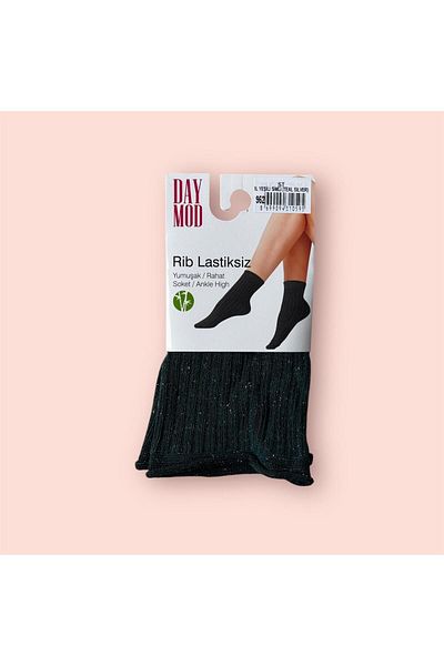Daymod Șosete de damă, fără elastic, cu dungi groase, cu sclipici, cu model