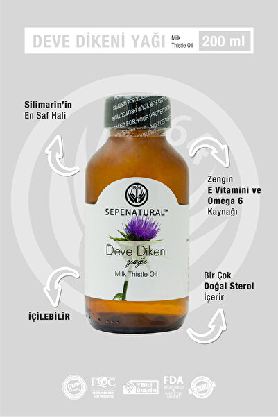 Sepe Natural 200 ml Milk Thistle Seed Oil - Thistle Seed Oil, Camel Spur