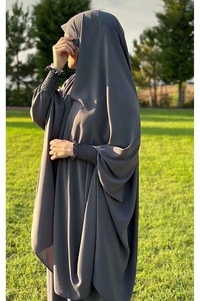 ME & HA GİYİM Gray-Headed Afghan Team with Needle Veil Medina Silk