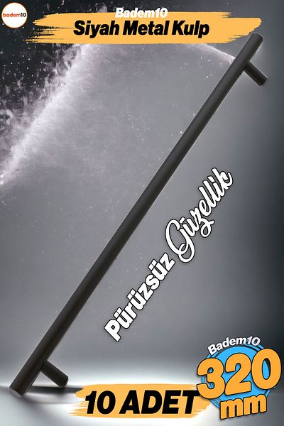 Badem10 Rozmarin 10 buc. metal negru (320 mm-32 cm) mobilier bucătărie sertar dulap dulap mâner mâner