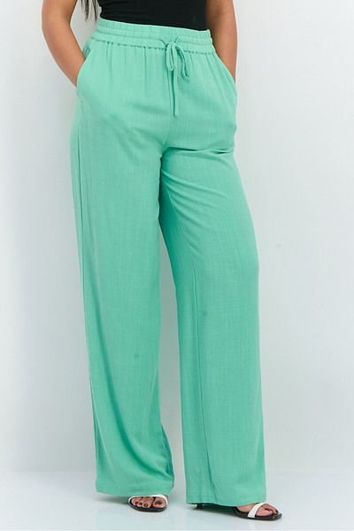 Selected Femme Women Regular Fit Wide Leg Textured Palazzo Pants, Absinthe Green