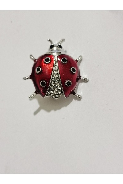 ESJ Kristal Taş Uğur Böceği Çocuk Broş Ebat: 2,5*2,5 cm