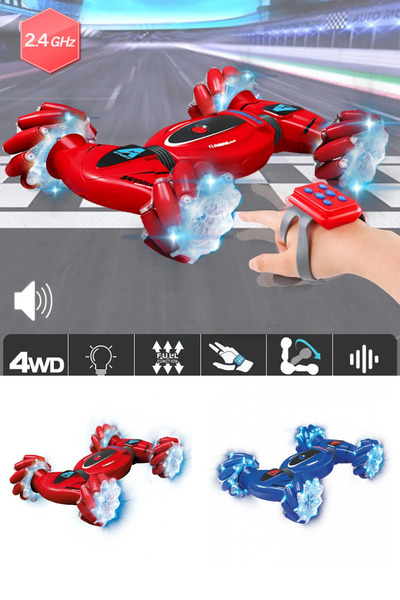 welcomein Oyuncak Bilekten Kontrol ve Bilek Kumandalı Çift Kontrollü Şarjlı Led Işıklı Sesli Akrobat Araba