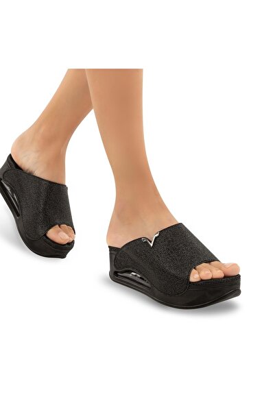 Muya Aero Anatomical Air Max Sole Heel Spur Women's Slippers Black Patterned