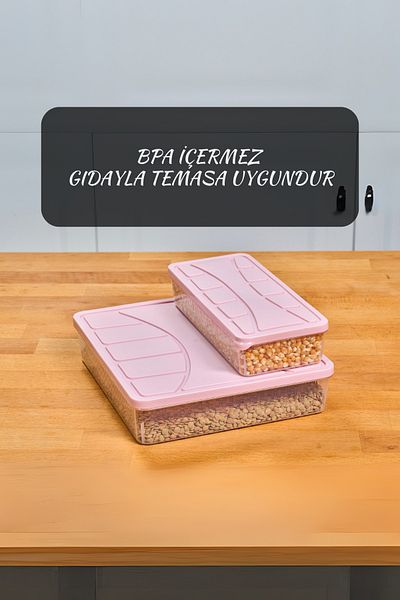 SUPERPUP Set of 3 Soft Storage Containers with Lid - Powder Pink, 1.1 Lt and 3 Lt Freezer