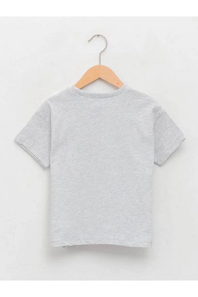LC Waikiki Lcw Baby Gray Crew Neck Short Sleeve Printed Baby Boy T-Shirt