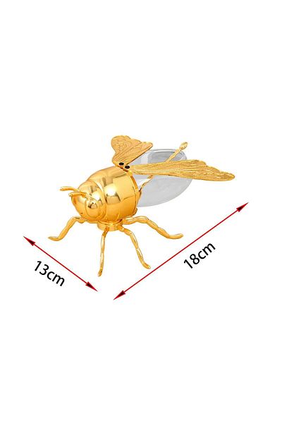 Zigver Alloy Bee Shaped Honey Jar Novelty Honey Container with Spoon Housewarming Gift Kitchen Tool