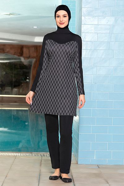 REMSA Full Covered Lycra Hijab Swimsuit 1272 - Μαύρο