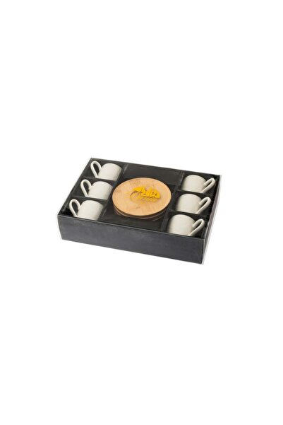 Dania Turkish Coffee Cup Set With Wooden Saucer 12 Pieces