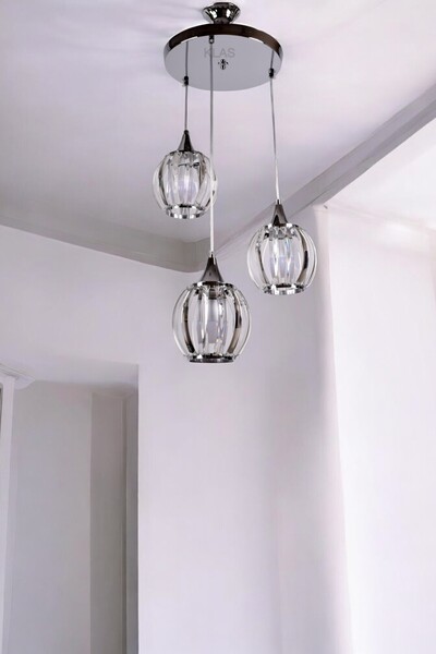 KORKMAZ KLAS KORKMAZ KLAS CAM AYDINLATMA TURYA 3LÜ SARKIT KRİSTAL MODERN LÜX ...