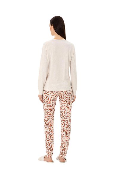 Pierre Cardin Set pijamale pentru femei din bumbac cu licență Crem Melange - WVT.O.L.8E2T