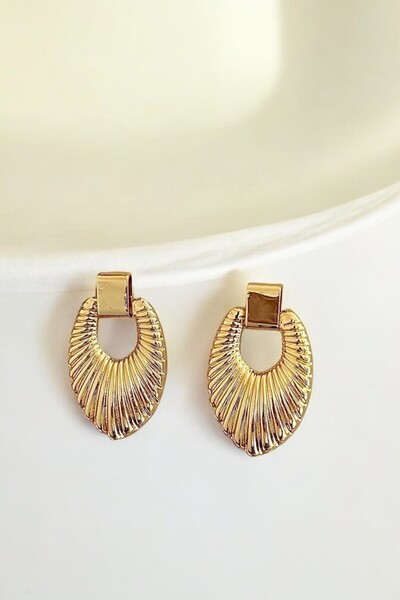 MUTENA Almond Serrated Women's Earrings - Oval Striped New Season Earrings