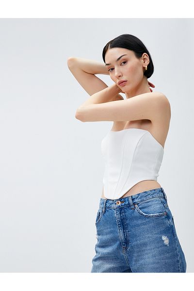 Koton Bustier im Korsett-Look, trägerlos, mit Reißverschluss