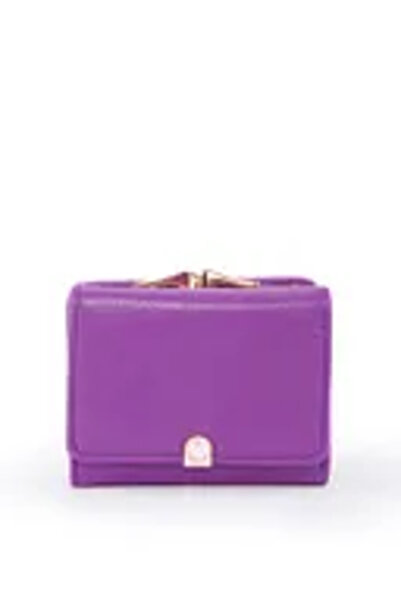 Monalisa Home محفظة جلدية باللون الأرجواني مع عملات معدنية