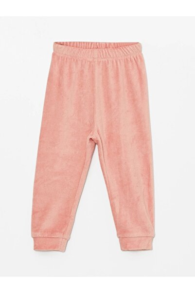 LC Waikiki LCW baby Pembe Bisiklet Yaka Kadife Kız Bebek Pijama Takımı