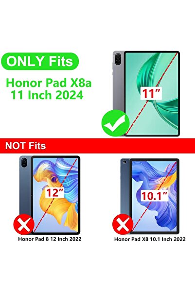 m.tk moveteck Honor Pad X8a 11 inç Uyumlu Tablet Kılıf Yumuşak Kalem Bölmeli Akıllı Uyku Modlu Standlı Kapak