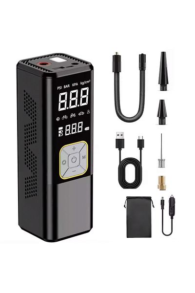 Generic منفاخ هواء عالي الضغط قابل لإعادة الشحن عبر USB مع بنك طاقة لإطارات السيارة