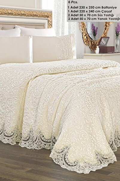 trivago halı Kelebek Çift Kişilik Fransız Güpürlü Gelin Battaniye ve Çarşaf Seti Özel Çantasında