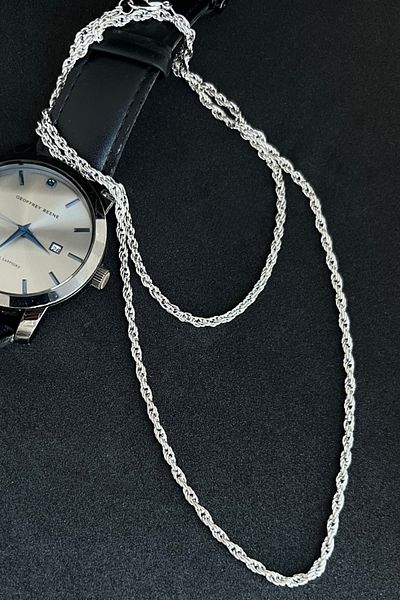 Smooth Carts Silver Color Unisex Twist Chain Necklace