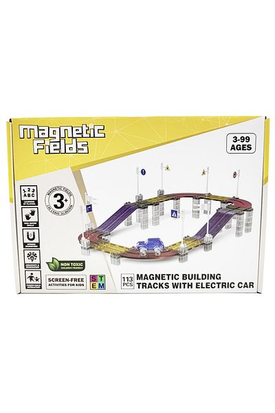 Magnetic Fields Magnetic Building Tracks with Electric Car -113 Pcs
