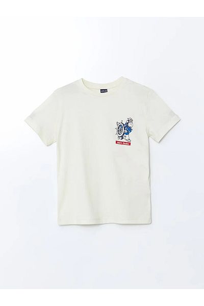 LC Waikiki Ecru Crew Neck Boys T-Shirt and Shorts