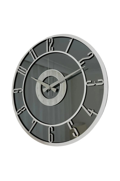 EYKA STORE Gerçek Ayna Dekoratif Duvar Saati 40 cm Gümüş Rakam