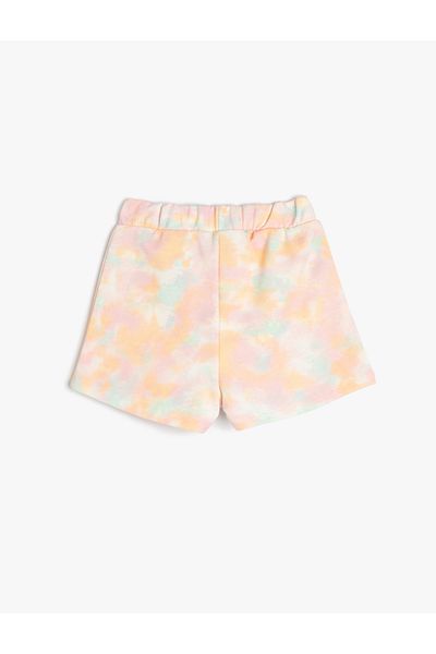 Koton Cotton Tie-Dye Patterned Shorts with Lace-Up Waist