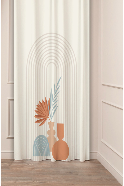 GREENDECOR Vază boemă, frunze, linii geometrice, design special, soft digital cu imprimeu (un singur aripă), perdea de fundal modernă