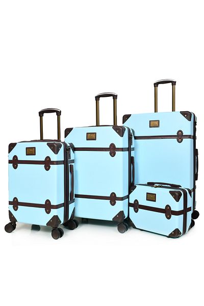 MORANO Morano Classic 4 Piece Spinner Luggage Set with Safety Lock Sizes: 28''-24''-20''-14 Inch Color (Blue)