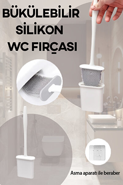 Mode Cool Perie de curățare a scaunului de toaletă din silicon pentru baie și suport adeziv Perie de toaletă îndoibilă