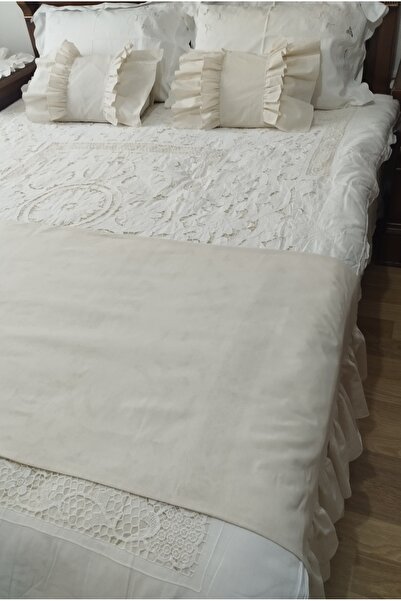 AHSERHOME HAM KETEN 5 PARÇA YATAK RUNNER &KIRLENT KILIFI&KOMODİN RUNNER ÇİFT KİŞİLİK