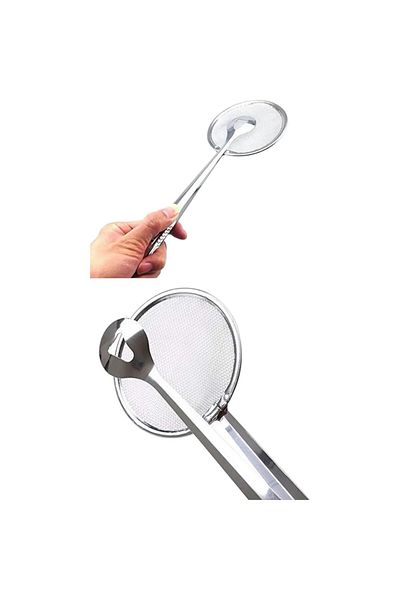Vekorr Steel Tongs Colander Strainer with Boiling and Frying Detail