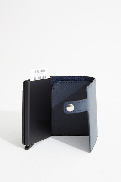 U.S. Polo Assn. U.S. Polo Assn 9216-9217 Men's Card Holder - Genuine Leather, Mechanical Paper, Navy Blue