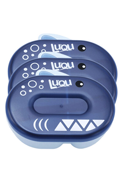LUQU BABY وعاء تغذية مع ملعقة أزرق غامق - عبوة من 3 قطع