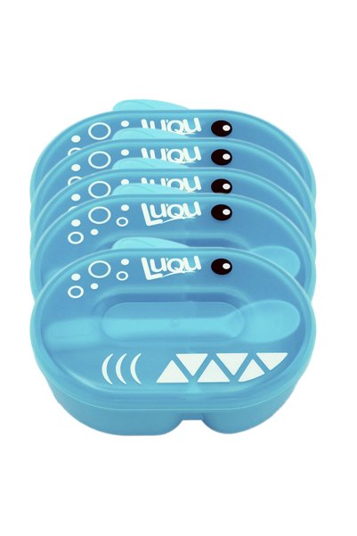 LUQU BABY وعاء تغذية مع ملعقة - أزرق - عبوة من 5 قطع