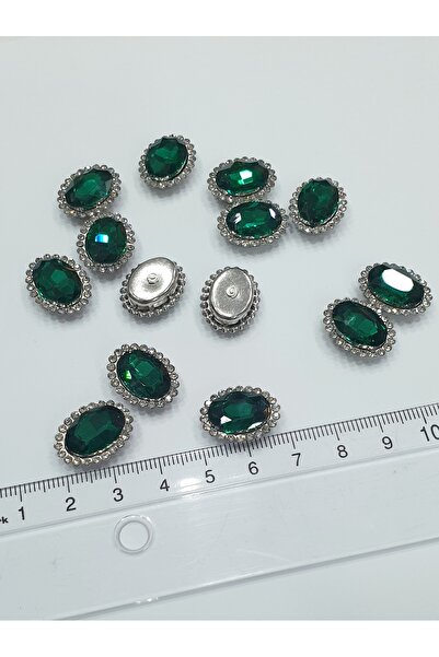 CRYSTALSHOP حافة حجرية بيضاوية خضراء مقاس 15*20 مم - 50 قطعة