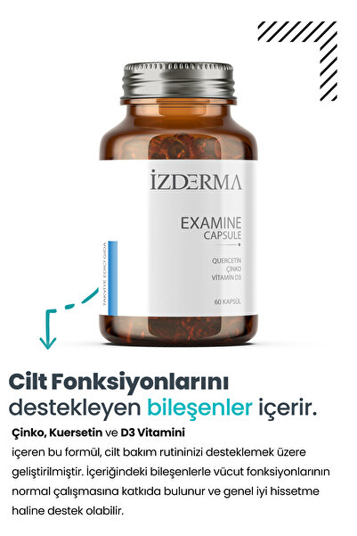 izderma Examine Kapsül Kuersetin, Çinko Ve D3 Vitamini Içeren Takviye Edici Gıda