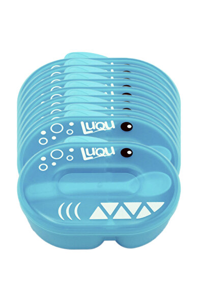LUQU BABY وعاء تغذية مع ملعقة - أزرق - عبوة من 10 قطع