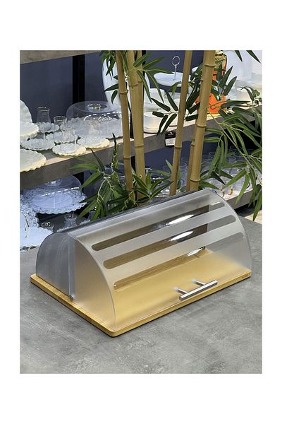 Doğudeko Bamboo Bread Cabinet with Acrylic Door - Metal Body