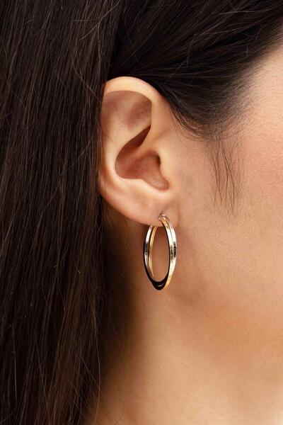 Sümer Telkari Altın Yaldızlı Gümüş Halka Küpe 5222