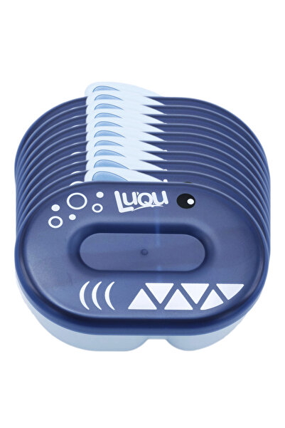 LUQU BABY وعاء تغذية مع ملعقة أزرق غامق - عبوة من 10 قطع