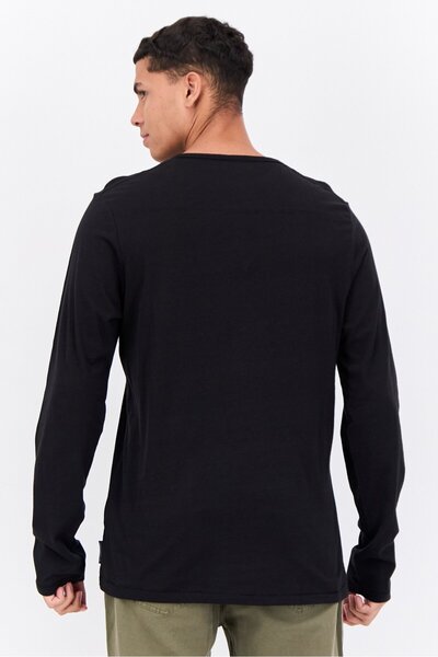 French Connection Men Crew Neck Long Sleeves Brand Logo Shirt, Black