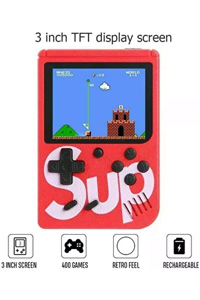 AWH صندوق ألعاب SUP بالإضافة إلى 400 لعبة ريترو في 1، وحدة تحكم محمولة صغيرة مطورة، هدية محمولة (أبيض)