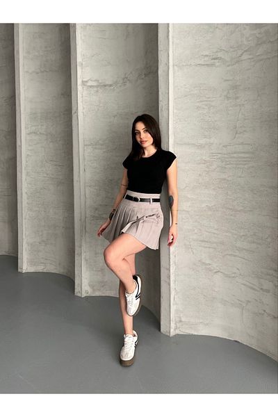 Ekim Store Fusta mini scurtă cu centură de sezon nou