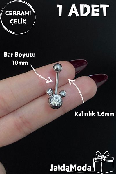 Jaida Moda Women's Colorful Stone Surgical Steel Belly Piercing