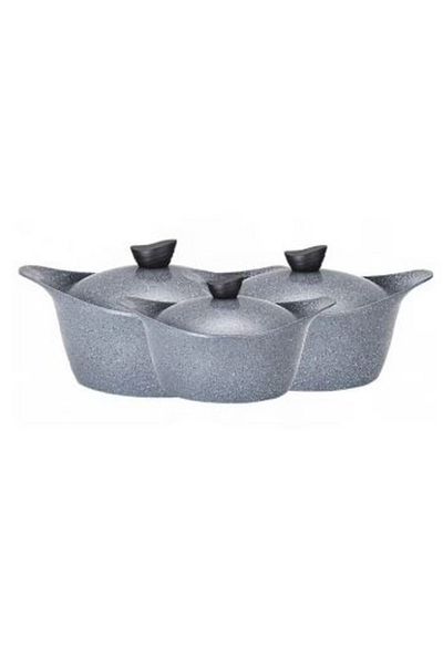 Badraig Grey Granite Cookware Set 6 Pieces 20 24 26 cm
