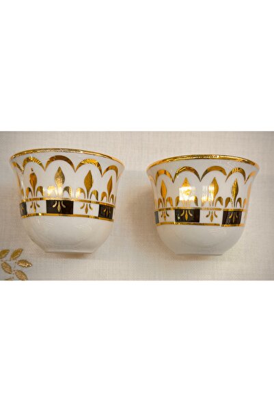 DUKKANI ISTANBUL Premium Porcelain Gold Gawa Coffee Cup for 6 People - Black Spear