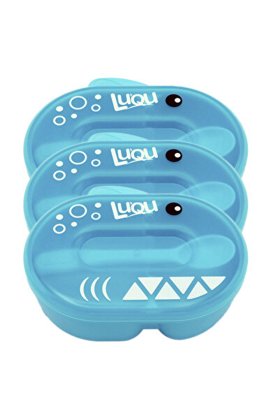 LUQU BABY وعاء تغذية مع ملعقة - أزرق - عبوة من 3 قطع