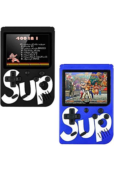 AWH 2 Pack Sup Games Box, 400 in 1 Retro Games, 3.0 Inch Mini Handheld Console (Black+Blue)