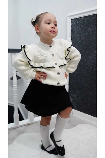 gogo bici Frilly Knitwear Cardigan Pleated Skirt Set Socks and Shoes Are Not Included